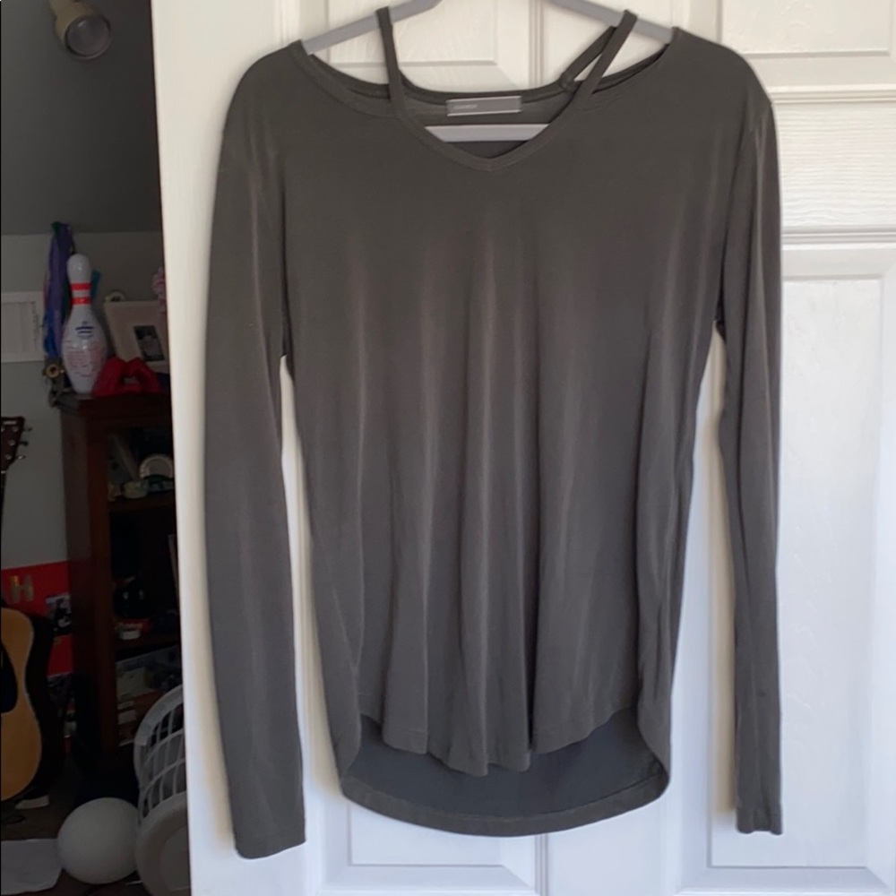 olive/grey long sleeve blouse